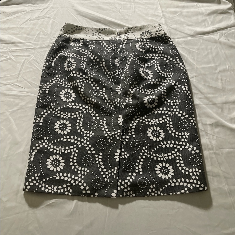 Black White Floral Mini Skirt Women A-Line Textured High Waist Retro Pattern - Picture 4 of 16